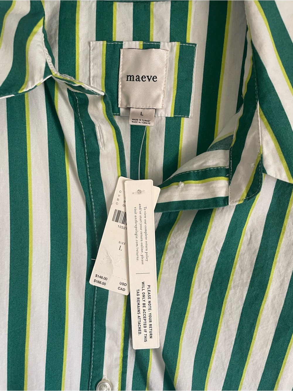 Anthropologie Maeve Bettina Cotton Midi Shirt Dress Size L - Picture 2 of 5
